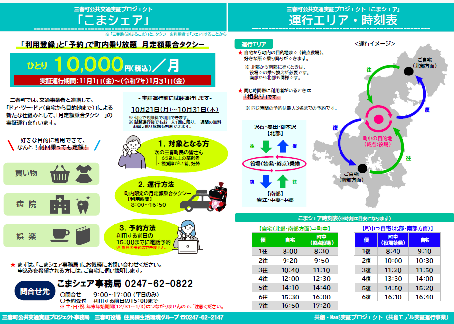 三春町公共交通実証プロジェクトこまシェア